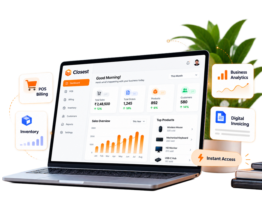 Closest business software dashboard and digital tools